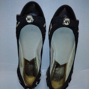 Michael Kors, Leopard & Black Leather, Bow Tie, Ballet Slippers, Women Size 7